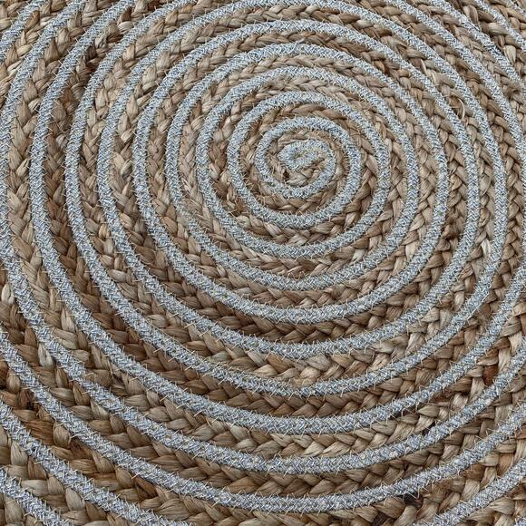 Magid Jute Woven Oversized Circle Metallic Resortwear Tote Beach Bag - Picture 8 of 11